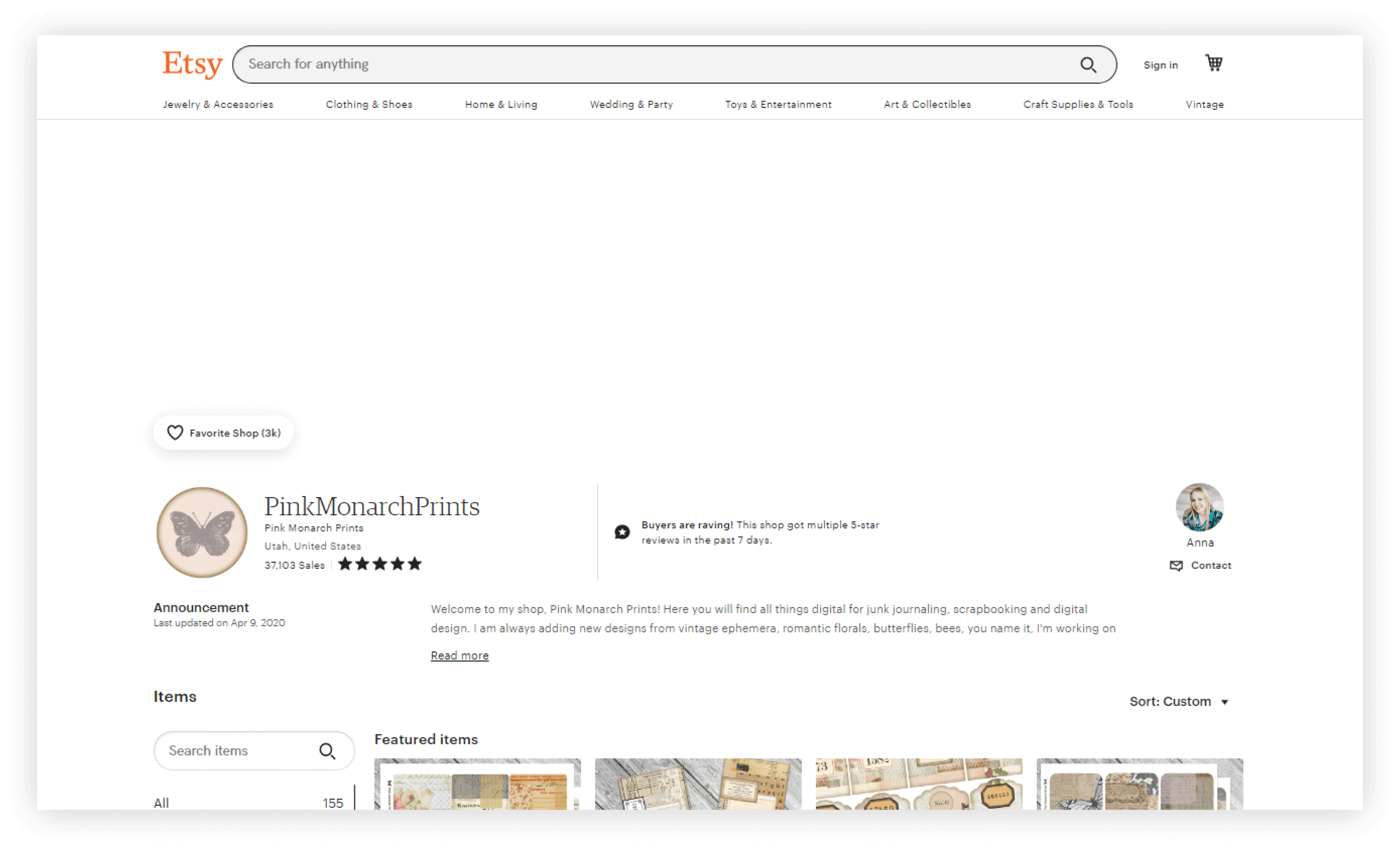 Etsy Seller Interview with Anna of Pink Monarch Prints